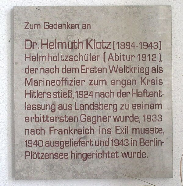 Ansicht der Gedenktafel