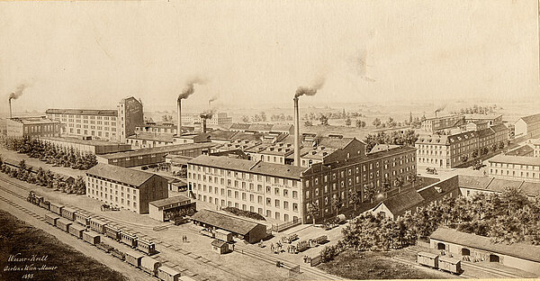 Das Fabrikgelände von Junker & Ruh an der Sophienstraße 1895