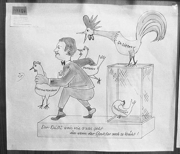 Vorstellung der Entwürfe zum Motto für den Karlsruher Fastnachtsumzug 1972, 22. Januar 1972
