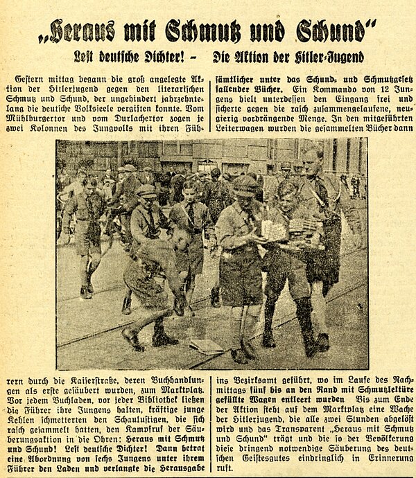 Artikel "Heraus mit Schmutz und Schund", Der Führer vom 15. Juni 1933