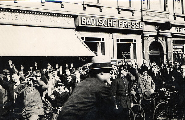 Das Gebäude der "Badischen Presse" auf der Kaiserstraße 1933