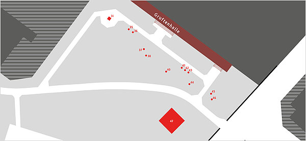 Planausschnitt vor der Gruftenhalle auf dem Alten Friedhof