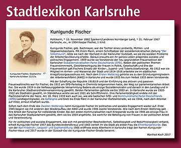Biographie von Kunigunde Fischer im Stadtlexikon Karlsruhe