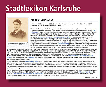 Biographie von Kunigunde Fischer im Stadtlexikon Karlsruhe