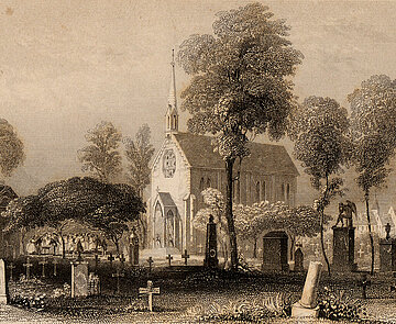 Trauerfeier auf dem Alten Friedhof, Mitte des 19. Jahrhunderts