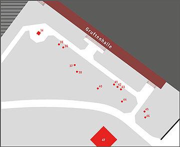 Teaserbild: Planausschnitt vor der Gruftenhalle auf dem Alten Friedhof