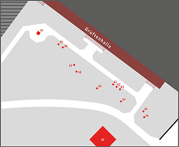 Teaserbild: Planausschnitt vor der Gruftenhalle auf dem Alten Friedhof