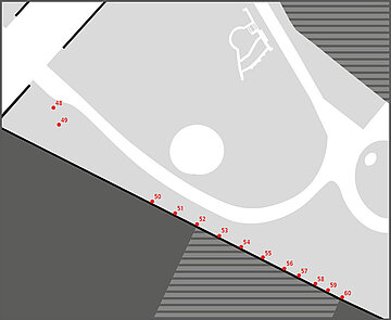 Teaserbild: Planausschnitt der Südmauer auf dem Alten Friedhof