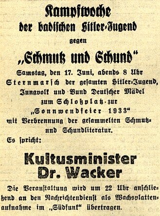 Die NS-Zeitung "Der Führer" warb am 17. Juni 1933 nochmals für das abendliche Spektakel. Die angekündigte zeitversetzte Rundfunkübertragung kam nicht zustande. Vermutlich machte das Wetter den dafür notwendigen technischen Voraussetzungen einen Strich durch die Planung.