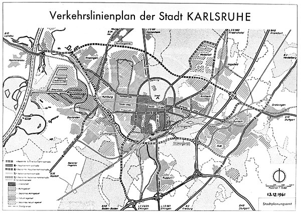 Der vom Gemeinderat im Juni 1961 nach ausführlicher Diskussion beschlossene Verkehrslinienplan