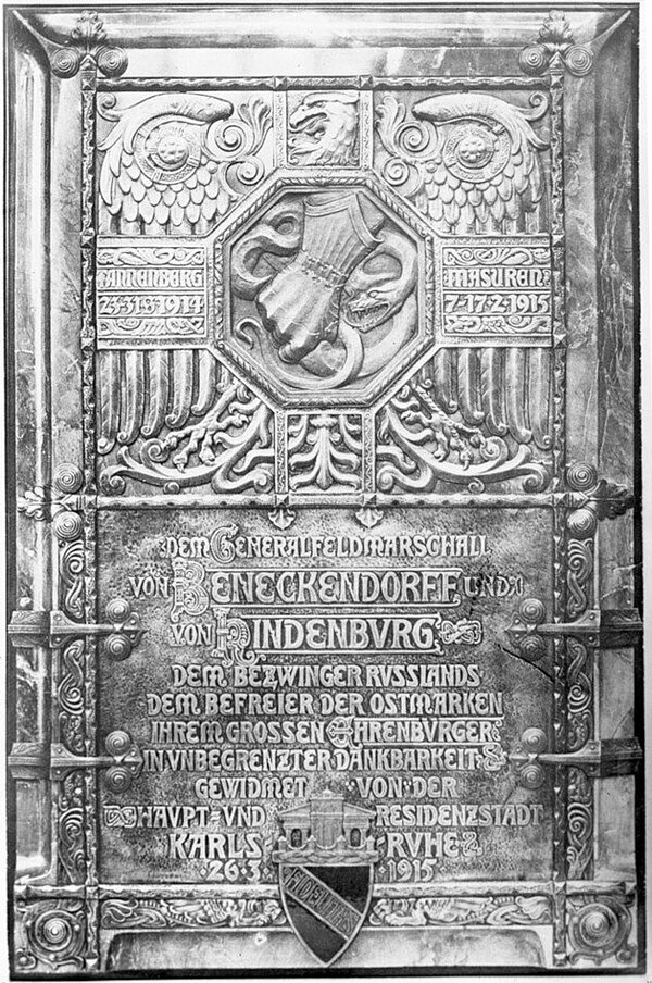 Die Ehrenbürgerurkunde für Paul von Beneckendorff und Hindenburg von 1915