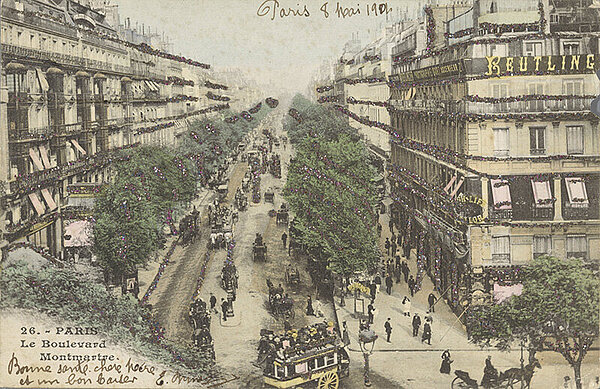 Das Fotoatelier Reutlinger in Paris am Boulevard Montparnasse 21 rechts im Bild zu Beginn des 20. Jahrhunderts